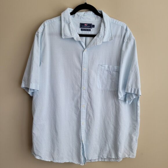 Vineyard Vines Mens Button Down Shirt Size XXL Slim Fit Murray Cotton Linen - Picture 2 of 12